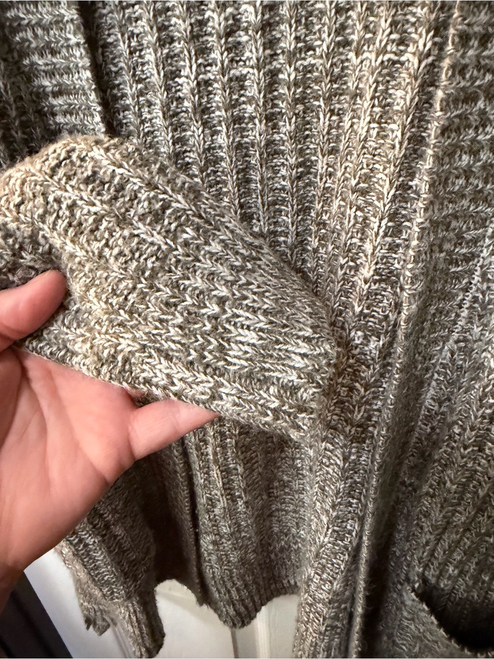 Altar’d State Gray Open Front Marled Knit Cardigan Shoelace Side Ties Sz M - Picture 4 of 8